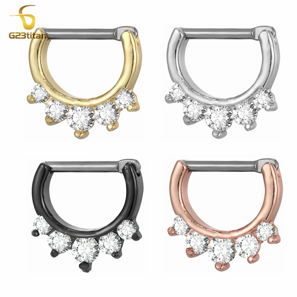 Body Jewelry Implant Grade - CZ Zircon Septum Clicker Hoop Clear