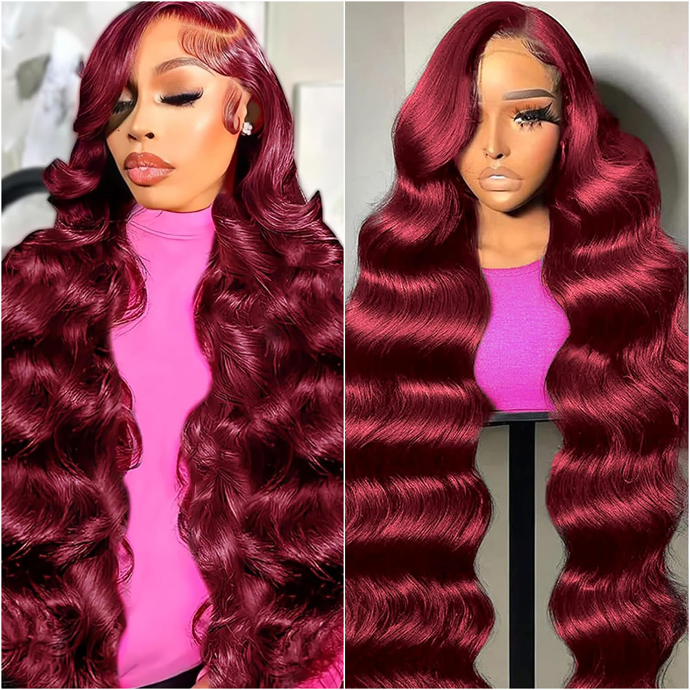 Body Jewelry Underwear - Burgundy 13x6 HD Lace Frontal Body
