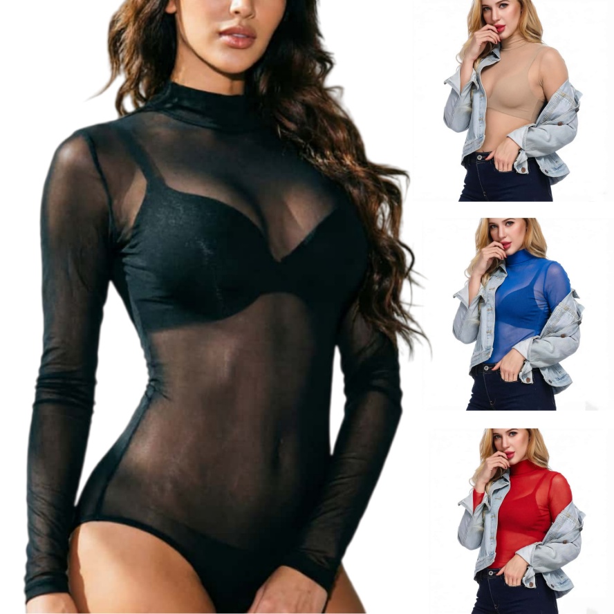 Body Jewelry Underwear - FREEAUCE NEW Long Sleeve One-pieces Sheer