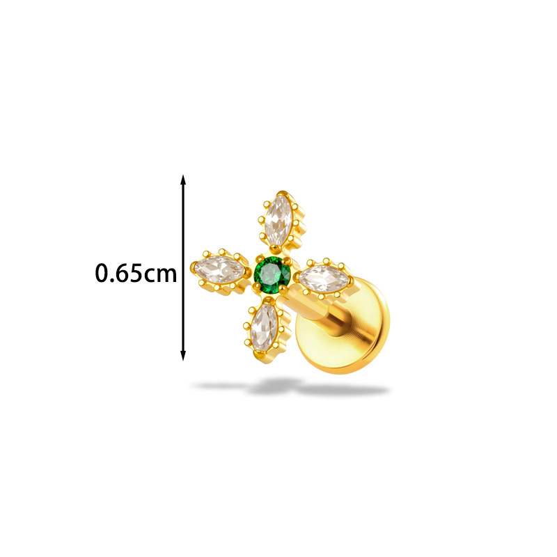 1PC G23 Titanium16G Flower CZ  - Body Jewelry Implant Grade ulasan dan harga