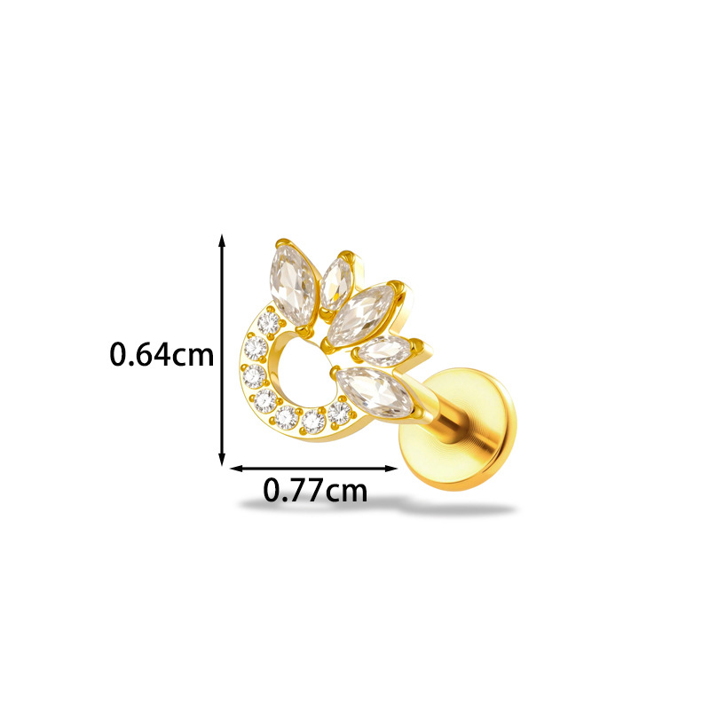 1PC G23 Titanium16G Flower CZ  - Body Jewelry Implant Grade ulasan dan harga