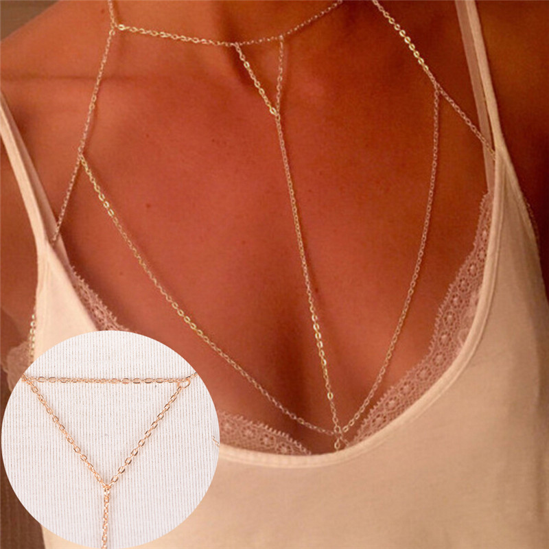 Gold Silver Fashion Link Chain - Body Jewelry Necklace ulasan dan harga
