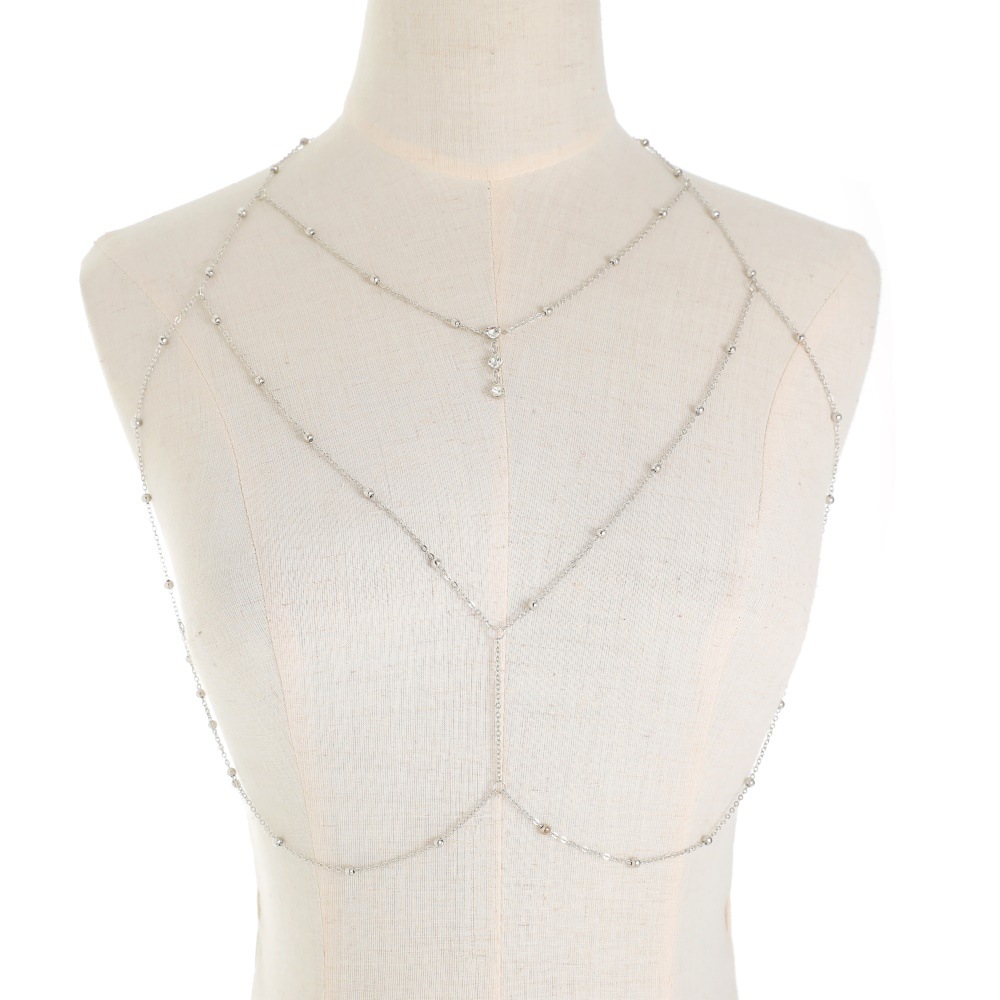 Sexy Crystal Chest Chain Harne - Body Jewelry Necklace ulasan dan harga