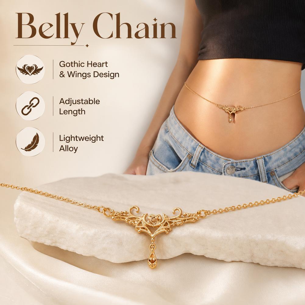 Gothic Heart Flame Waist Chain - Body Jewelry Outfit ulasan dan harga