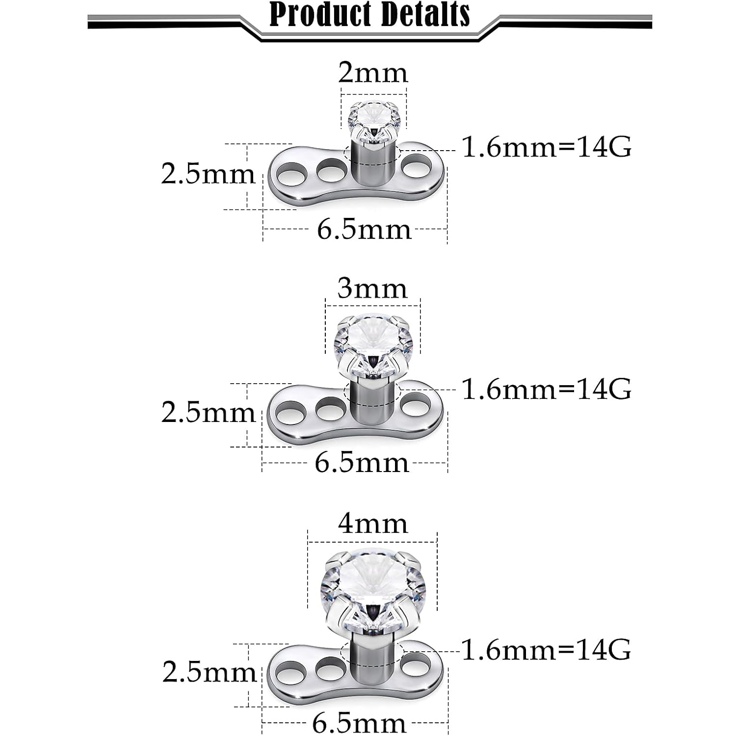 14G G23 Titanium Dermal Pierci - Body Jewelry Implant Grade ulasan dan harga