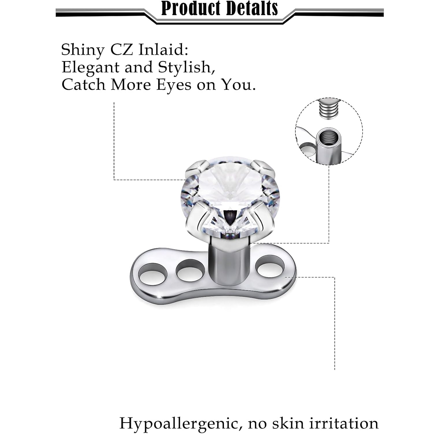 14G G23 Titanium Dermal Pierci - Body Jewelry Implant Grade ulasan dan harga