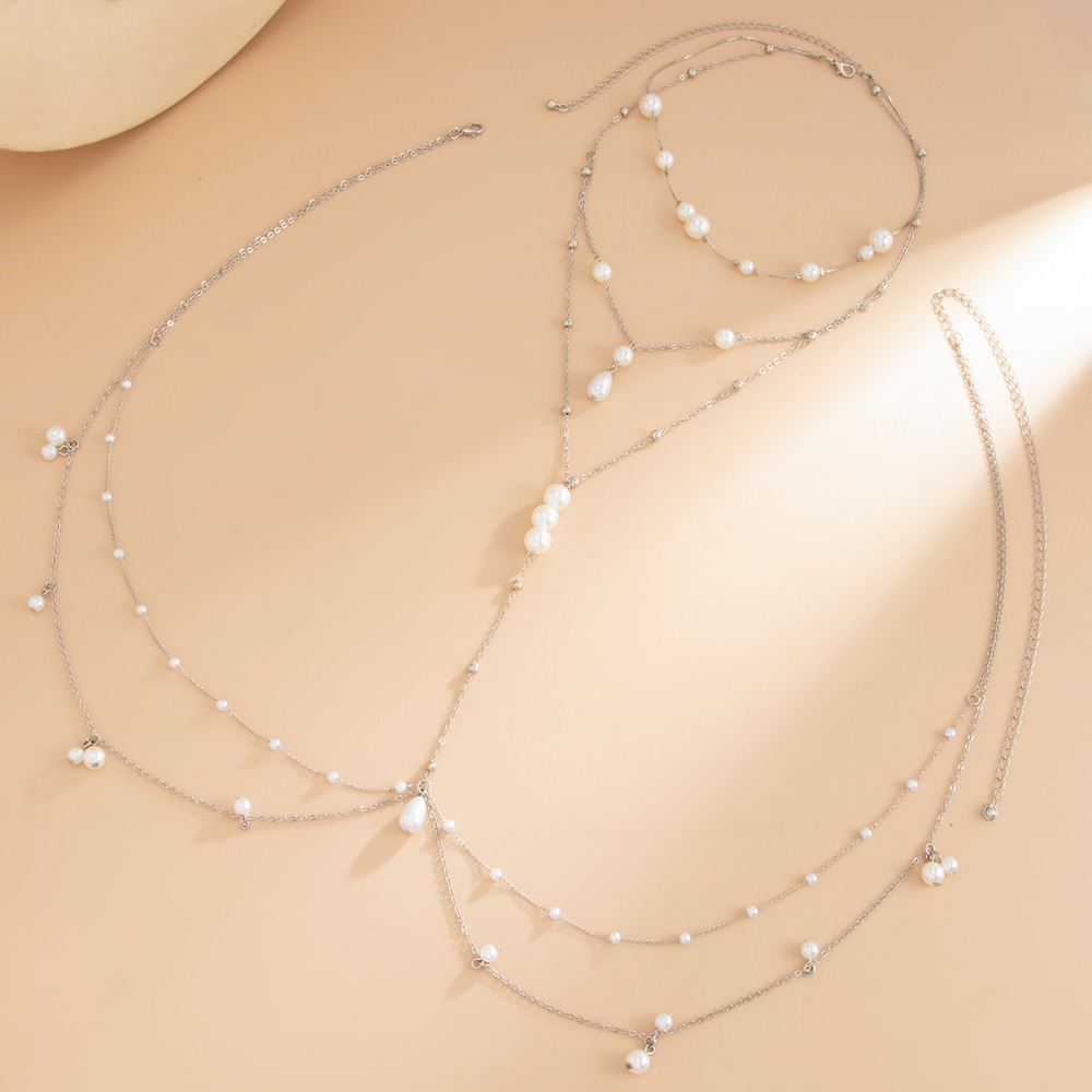 Multi Layer Imitation Pearl Ne - Body Jewelry Necklace ulasan dan harga