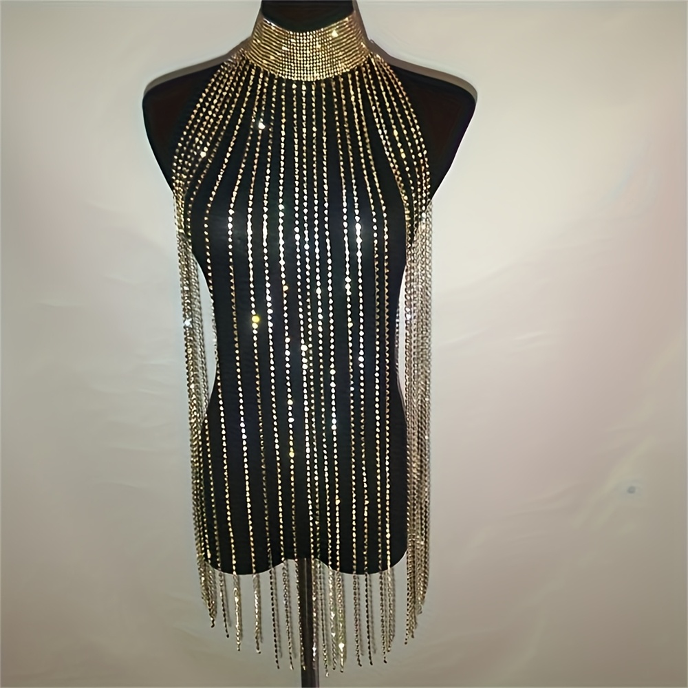 Sexy Rhinestone Bra Body Chain - Body Jewelry Necklace ulasan dan harga