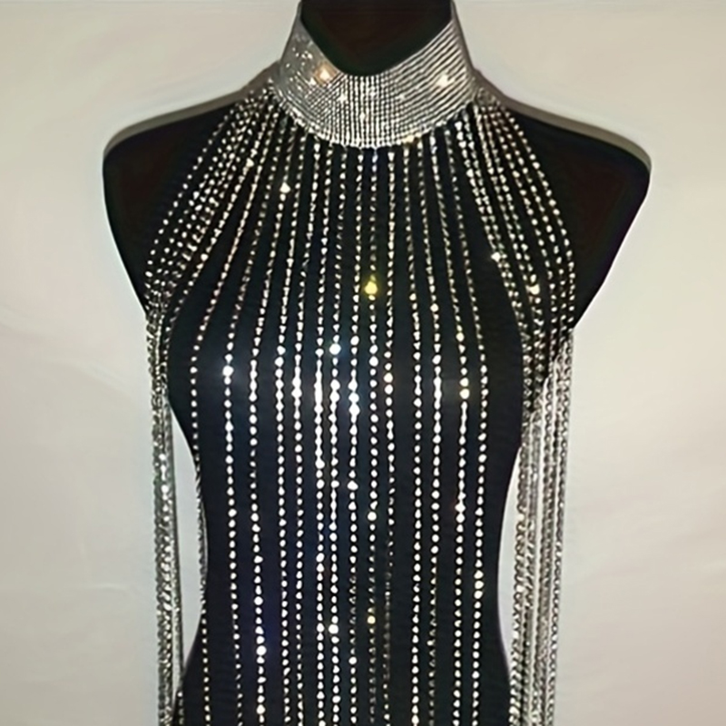 Sexy Rhinestone Bra Body Chain - Body Jewelry Necklace ulasan dan harga